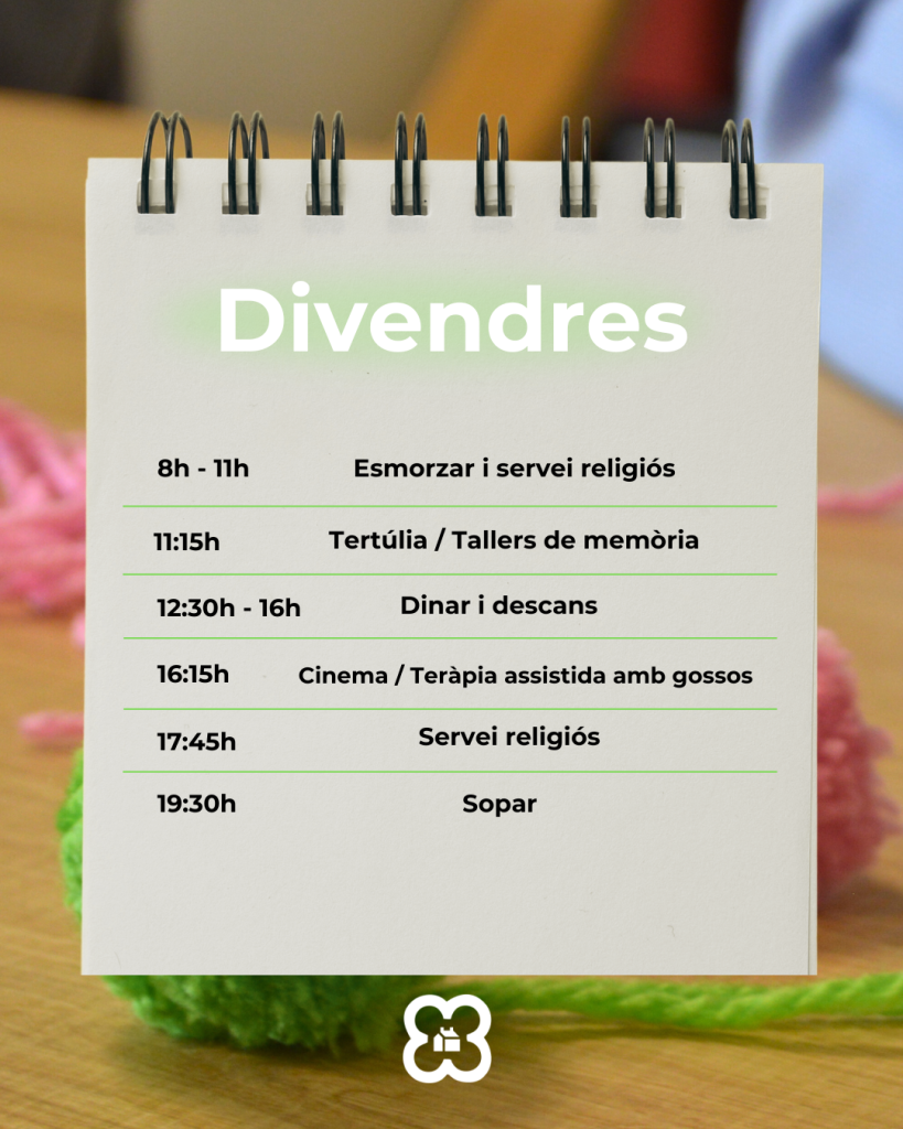 Calendari d’activitats de les unitats de convivència